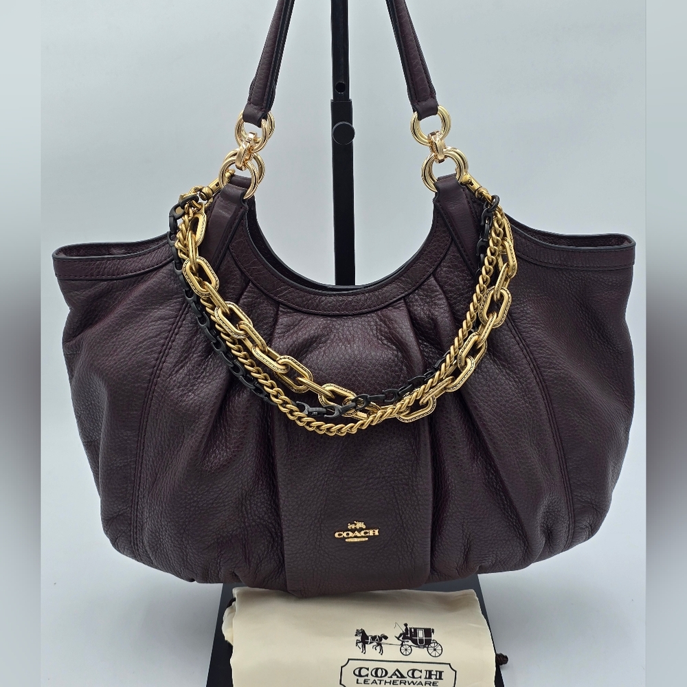 Coach Lily Hobo Bag, Dark Brown, Gold Hardware, EUC
